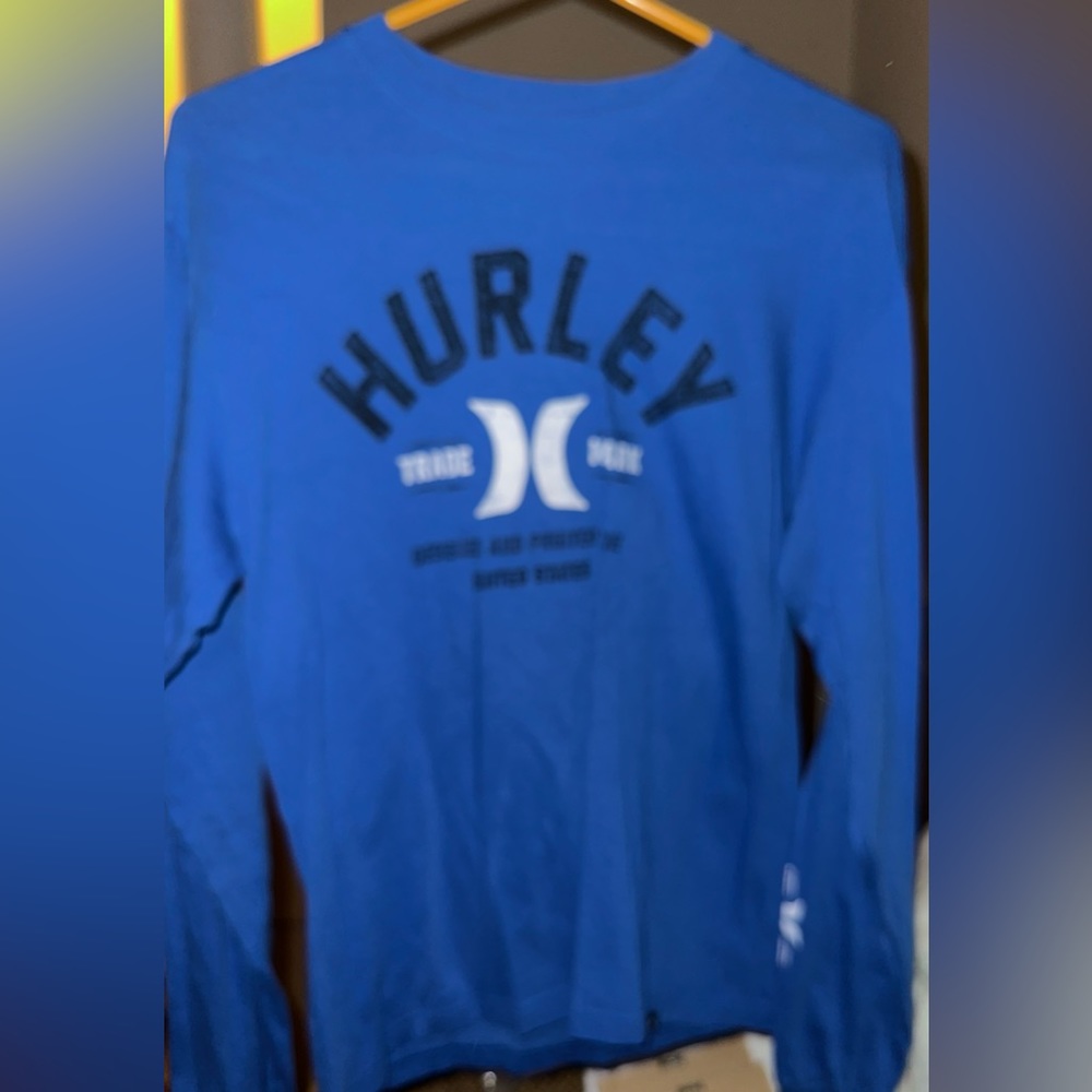 Mens Long Sleeve Hurley T-Shirt Blue Size Small Classic Fit